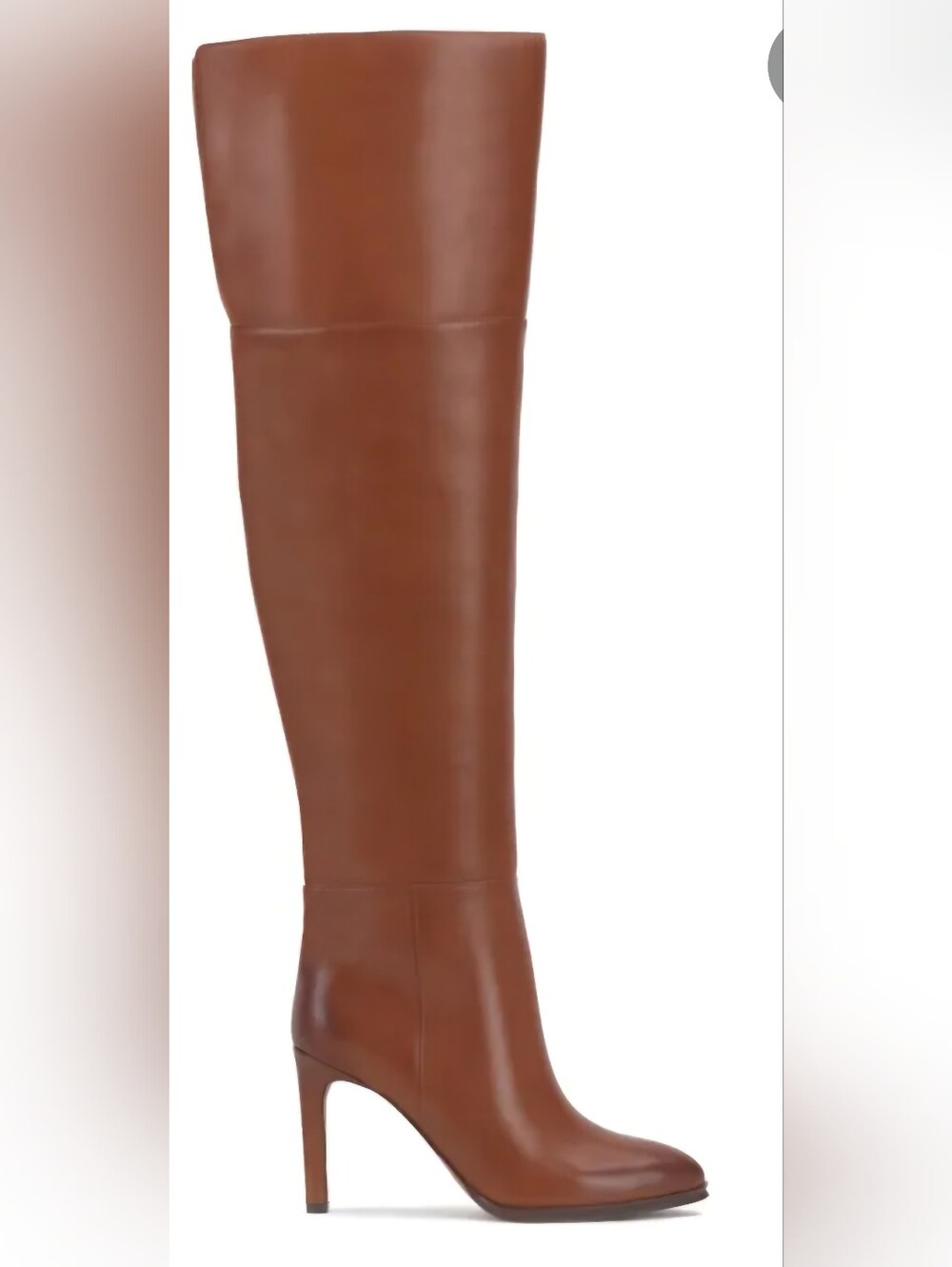 Vince Camuto Women's Over-the-Knee Brown Leather Heeled Boots - Picture 2 of 3